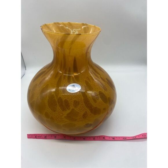 Maestri Vetrai 10” Hand blown Art Glass Vase, made Amber Brown - Picture 8 of 10